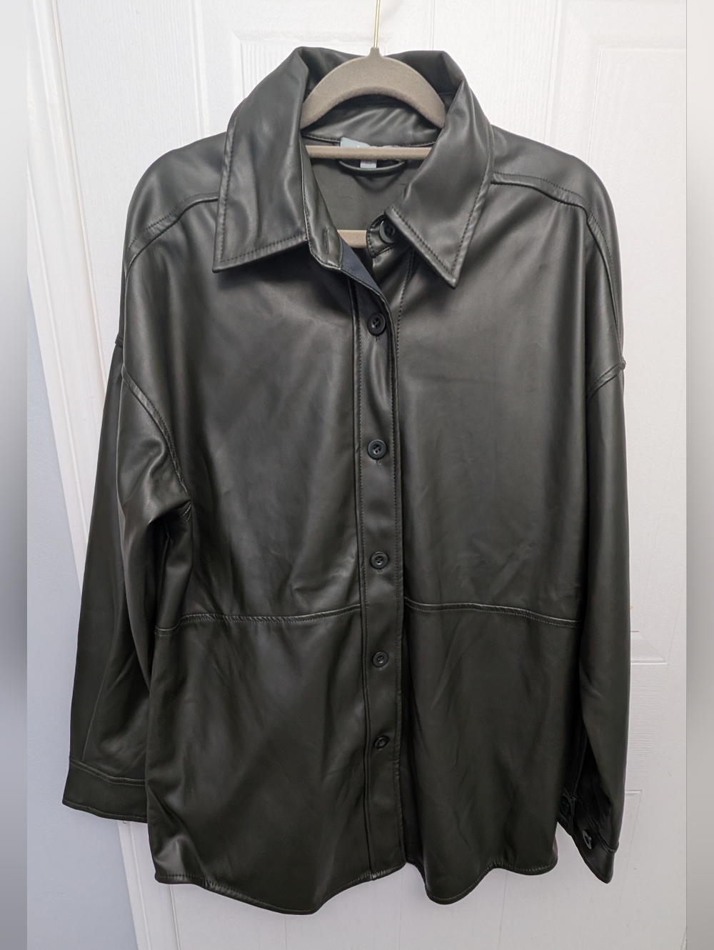 Mexx Olive-Black Faux Leather Jacket Medium